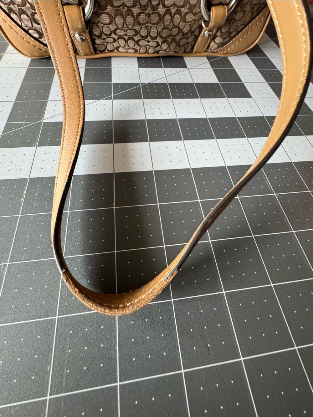 Coach Brown Signature Canvas Tote with Tan Leather Trim - Picture 7 of 16